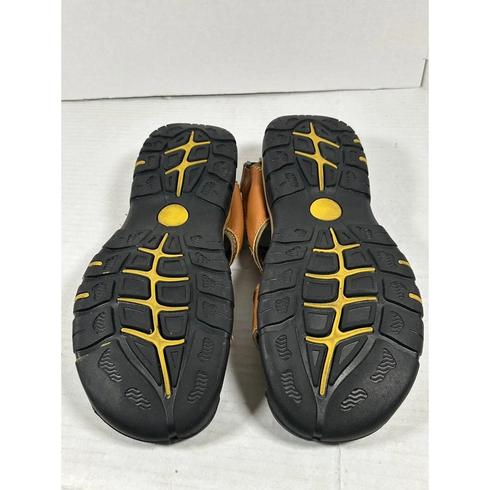 Fashion Mens Tan Brown Closed Toe Sport Hiking Sandals Size 47 Adjustable Strap